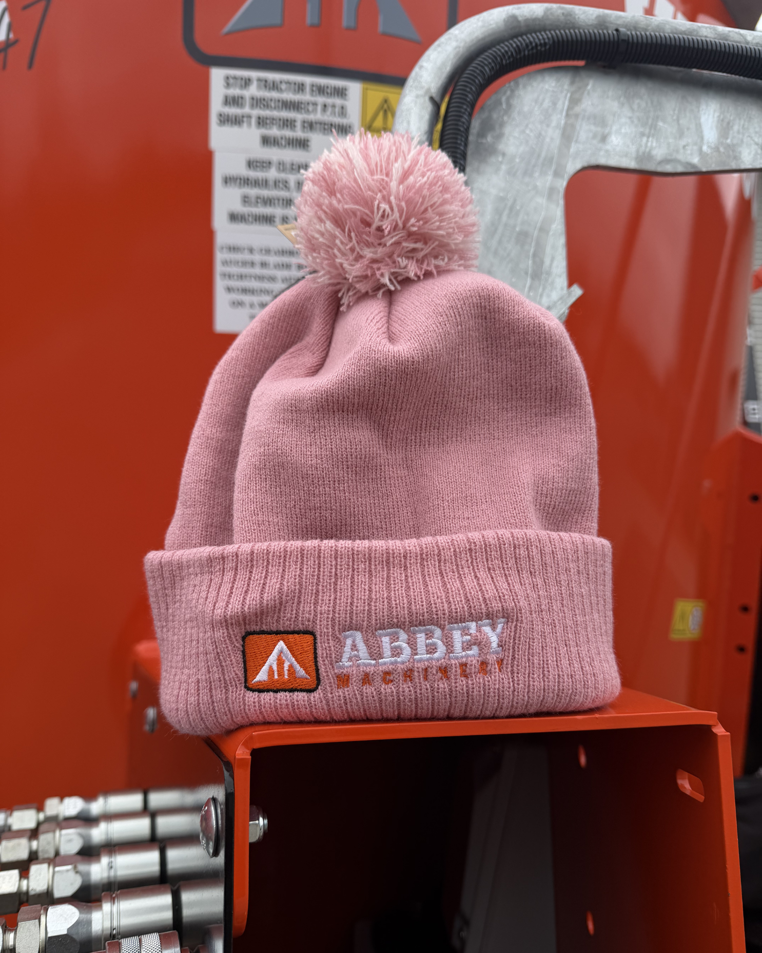 Pink Beanie Hat with Ball